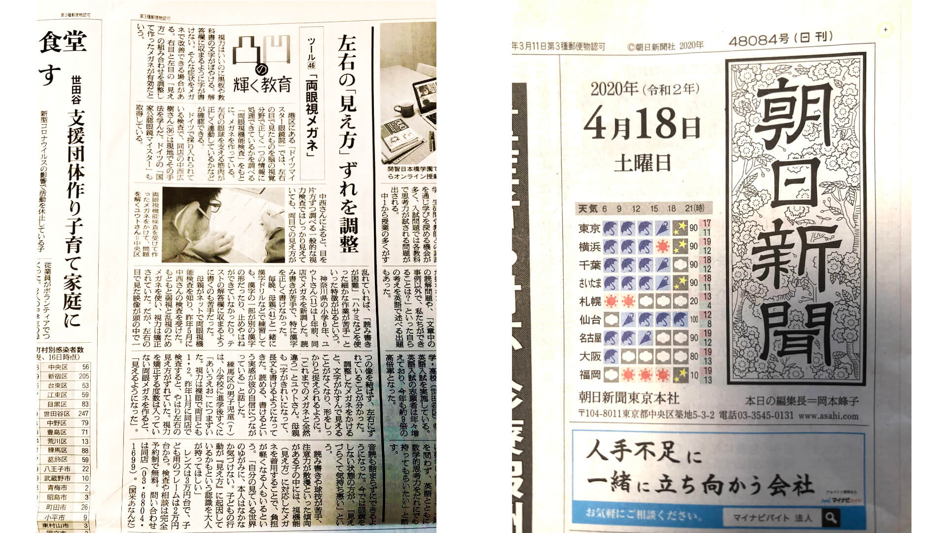 朝日新聞および朝日新聞デジタルメディアに掲載されました。